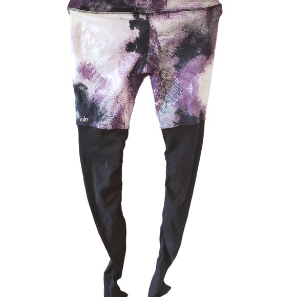 Alo Yoga Tights Black Purple Goddess Leggings Size M Activewear Pant Ruched Leg - Picture 3 of 6